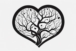 a heart shape with this inside the heart: brain, plane, family, and tree roots tattoo idea