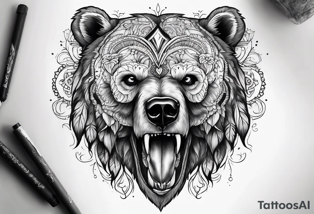 Bear skull tattoo idea