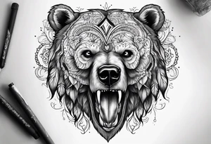 Bear skull tattoo idea