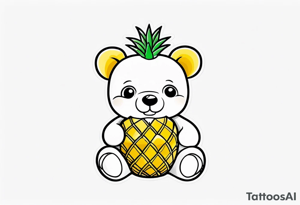 Teddy bear loves pineapple tattoo idea