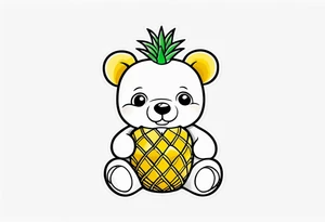 Teddy bear loves pineapple tattoo idea