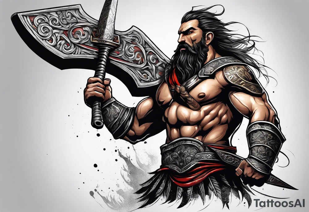 rage incarnated by a greek warrior tattoo idea