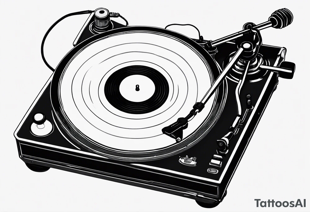 A recordplayer fineline minimalistic tattoo idea