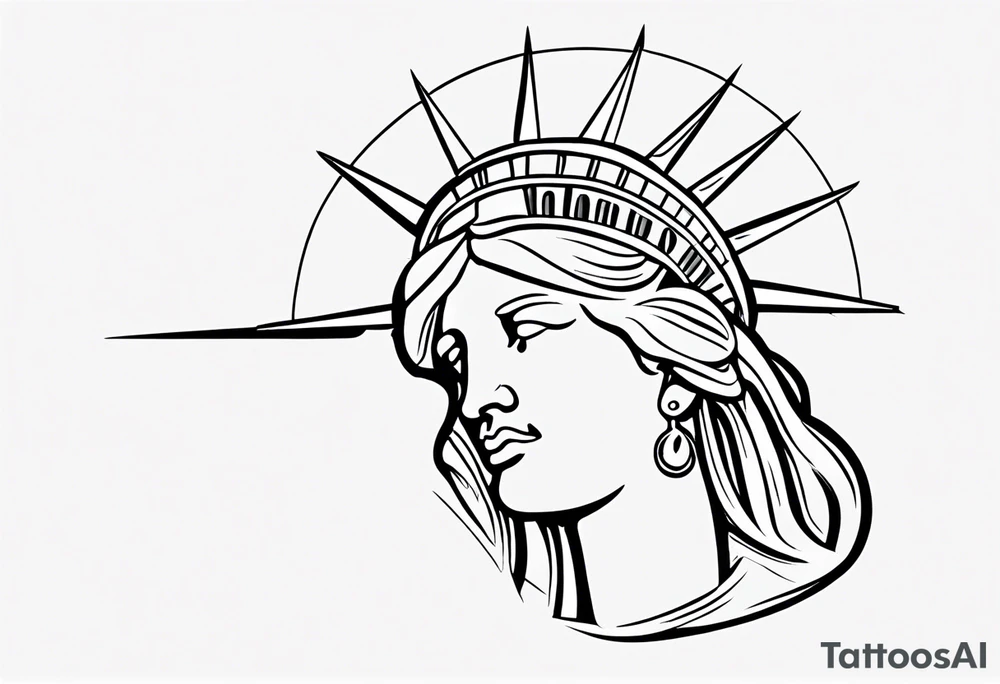 Continuous line statue of liberty crown only feminine tattoo idea