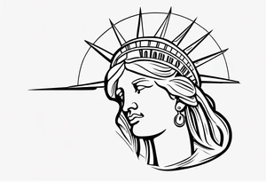 Continuous line statue of liberty crown only feminine tattoo idea