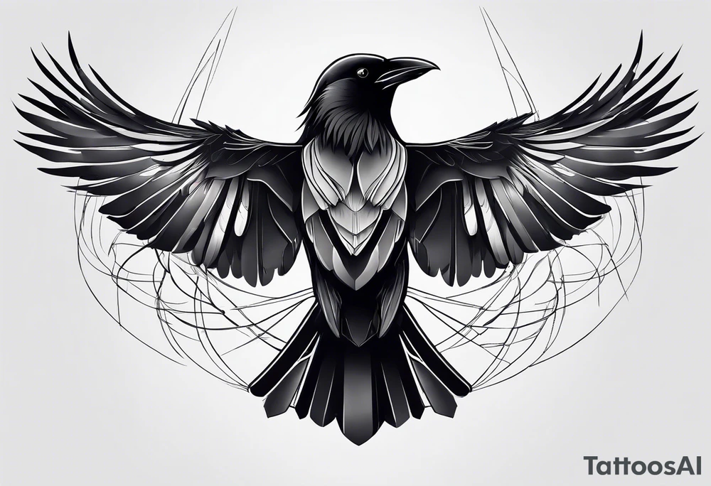 crow with open wings, only lines, minimalistic tattoo idea crow with open wings, only lines, minimalistic tattoo idea