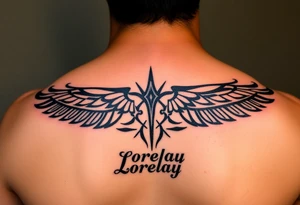 Crea un diseño significativo sobre la cultura egipcia y que tenga el nombre escrito por de bajo del diseño el nombre de mi hermana Lorelay para la parte baja del bíceps tattoo idea