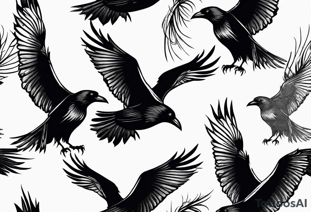 3 crows flying tattoo idea
