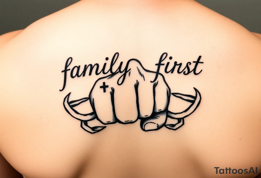 “family first”, semicolon, cancer astrological sign, closed fist tattoo idea