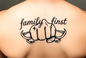 “family first”, semicolon, cancer astrological sign, closed fist tattoo idea