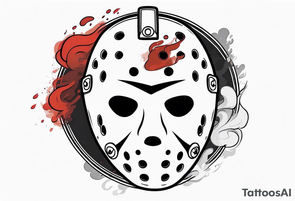 Friday the 13th Jason mask tattoo with smoke tattoo idea