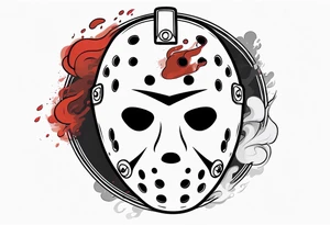 Friday the 13th Jason mask tattoo with smoke tattoo idea