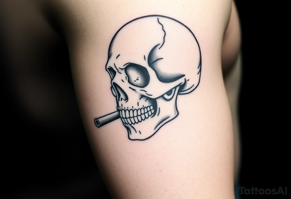 skull with a smoking cigar in his mouth,money. tattoo idea