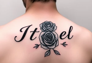 Itzel name on arm with a rose tattoo idea