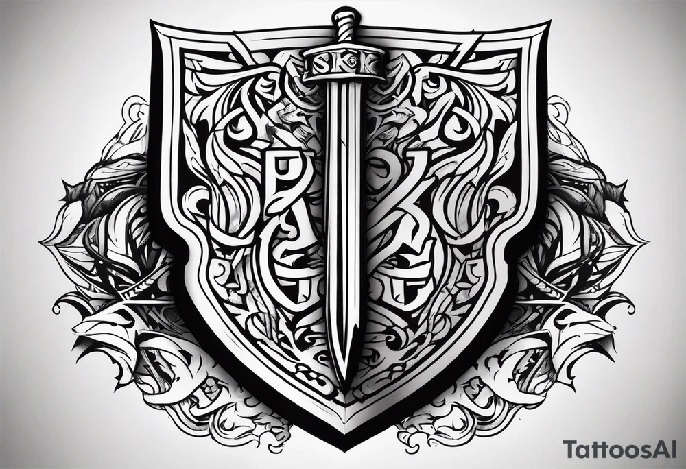 Valhalla 
Sword shield battle tattoo idea