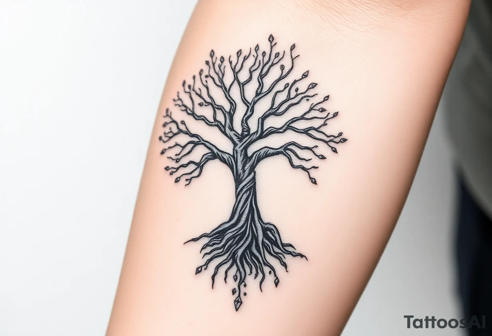 tree of life with cosmic roots and celestial branches tattoo idea