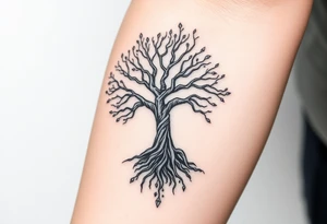 tree of life with cosmic roots and celestial branches tattoo idea