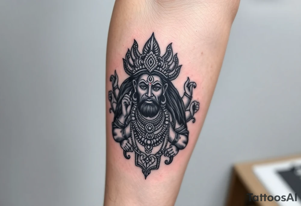 hindu god tattoo that shows strength and is trippy tattoo idea