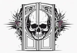 skull behind doors tattoo idea