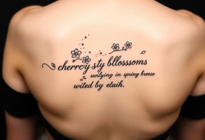 delicate cherry blossoms swirling in spring breeze with petals tattoo idea