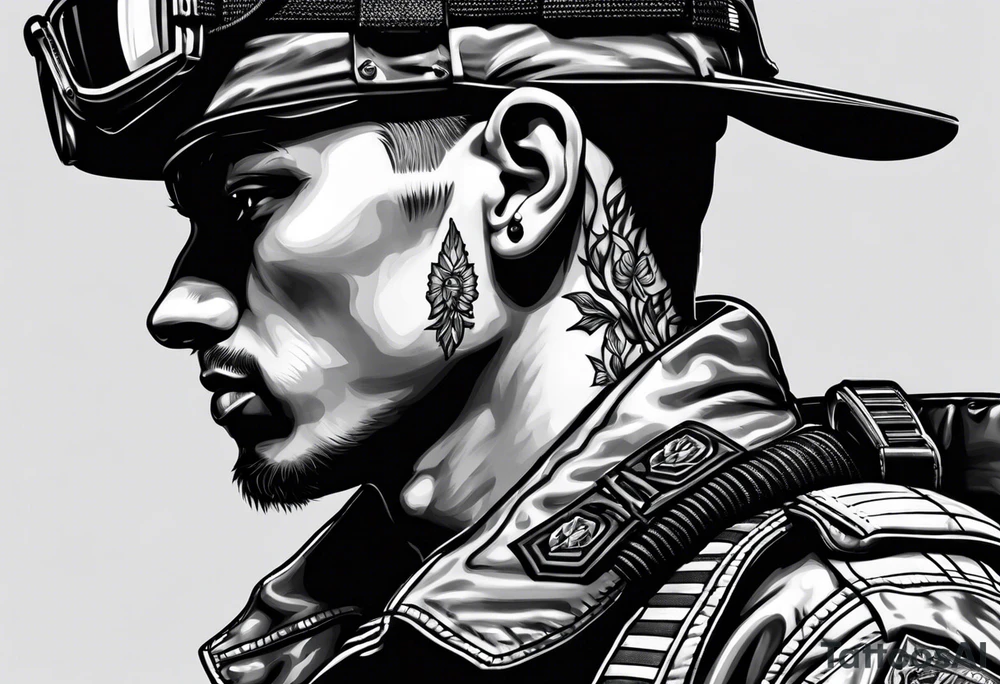 SS soldier side profile tattoo idea