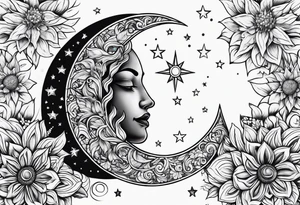 Sun sky stars moon tattoo idea