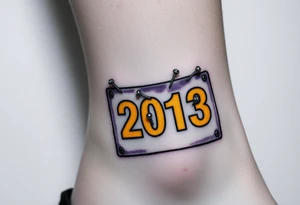 Racing half marathon bib 2013 purple and gold running safety pins piercing the skin running tattoo idea