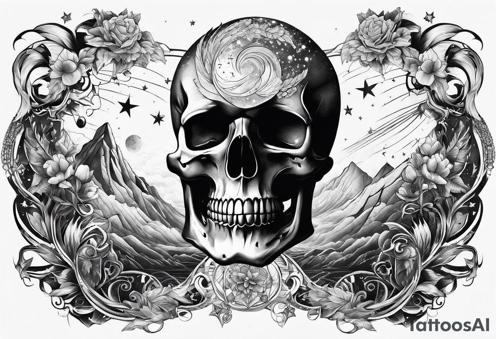 Universe with a skeleton tattoo idea