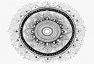 simple sunshine mandala made of black dots with circles tattoo idea