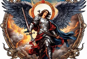Michael the Archangel defeating the devil tattoo idea