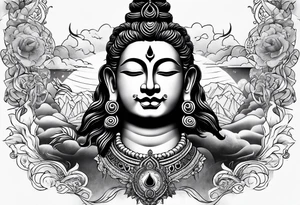 Shiva tattoo and add personality like adventure, karma , nothing is deep , positive, go with the flow tattoo idea