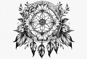 floral dreamcatcher tattoo idea