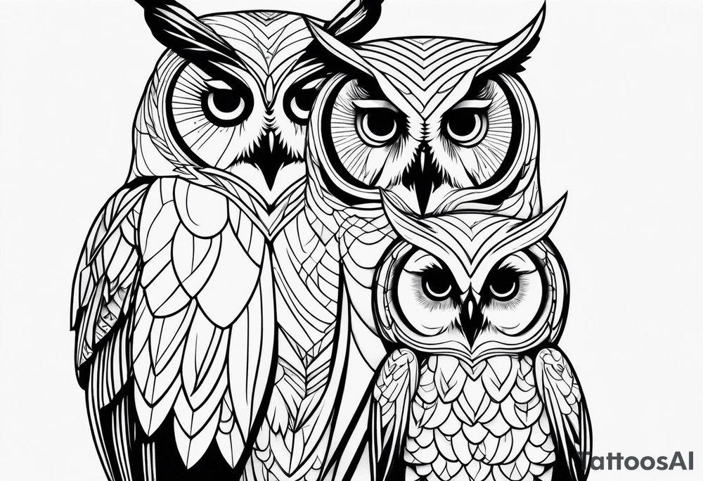 Mom and baby owl tattoo idea