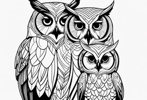 Mom and baby owl tattoo idea