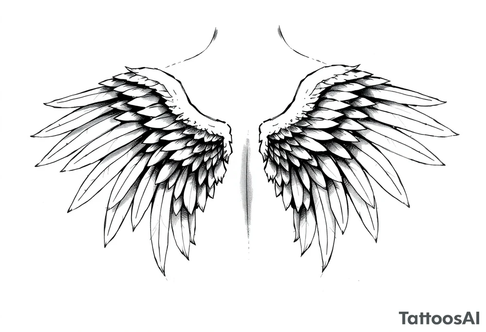 Realistic angelwings on a back tattoo idea