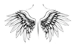 Realistic angelwings on a back tattoo idea