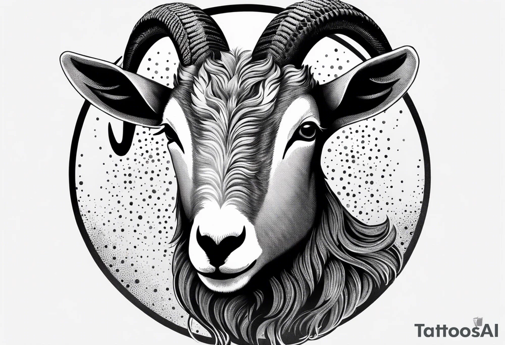 Headshot of Capricorn goat tattoo idea