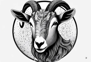 Headshot of Capricorn goat tattoo idea