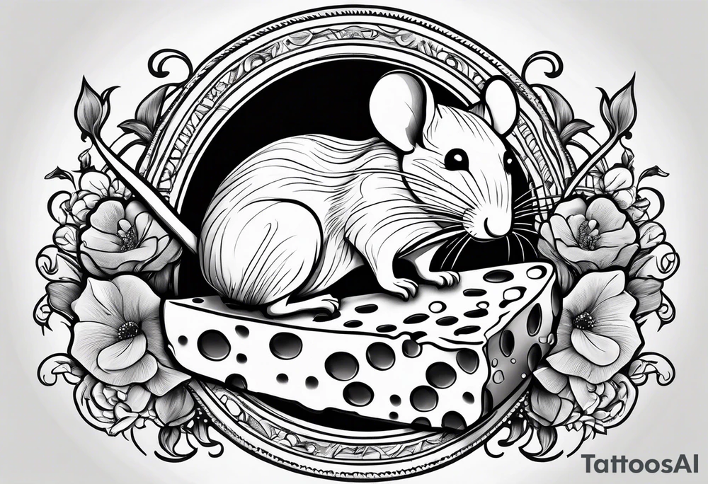 portrait of a mouse and cheese same size with human face tattoo idea