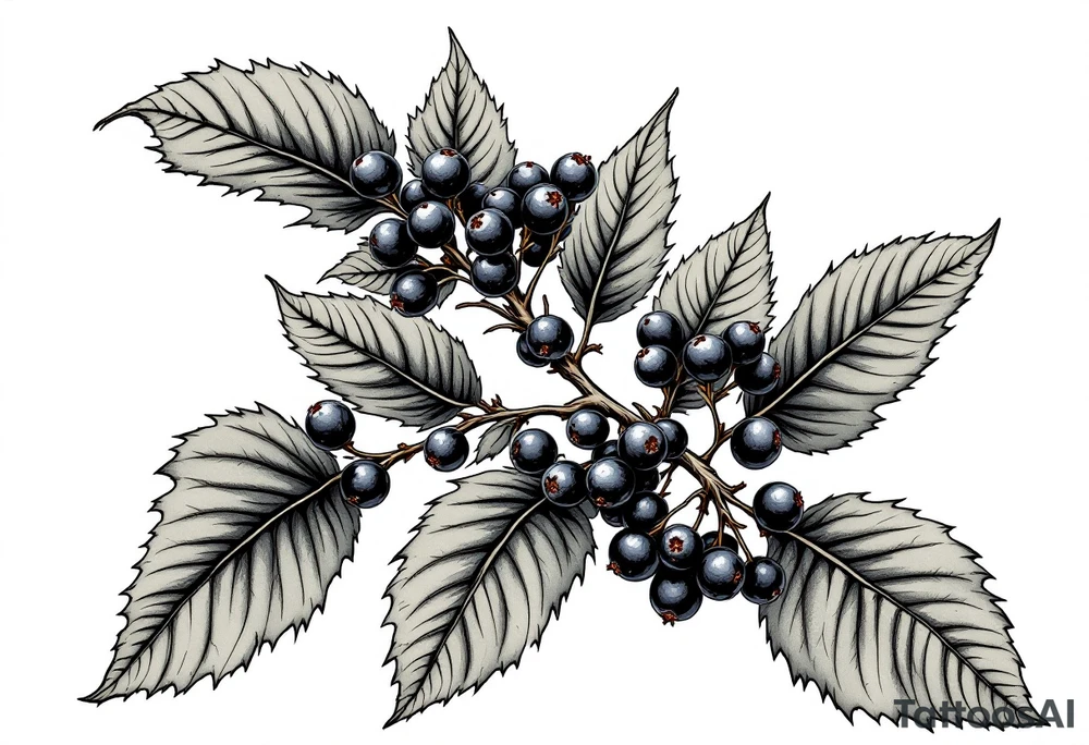 American traditional style Blackberry branch tattoo idea
