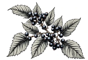 American traditional style Blackberry branch tattoo idea