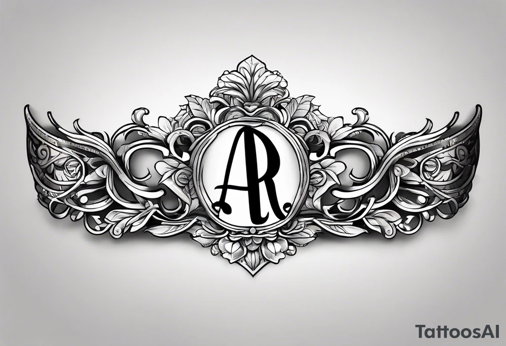 A headband with the letters A R in the middle tattoo idea