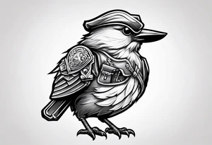 Cute cartoon Bird with a gun in its mouth tattoo idea