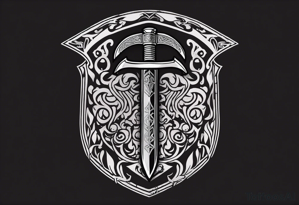 Valhalla shield  sword axe tattoo idea