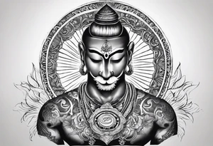 mens throat tattoo with sunrays and om on neck tattoo idea