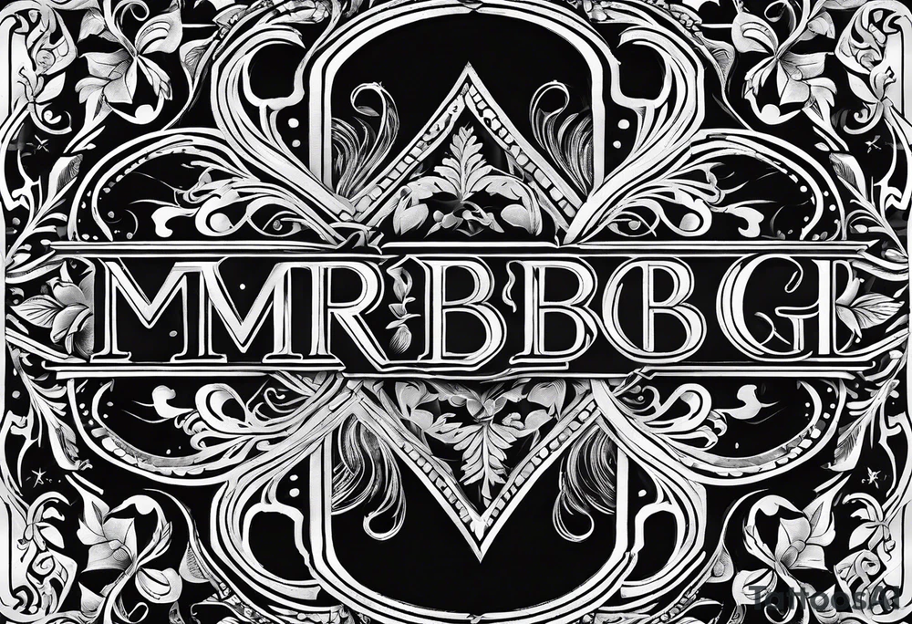 letters: "MRBG" underlined, equally separated
simple, clear, plain, unadorned, no background tattoo idea