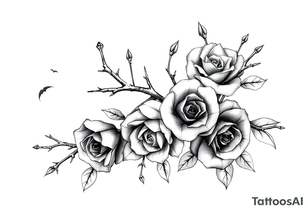 Thorns with roses on the wrist tattoo idea