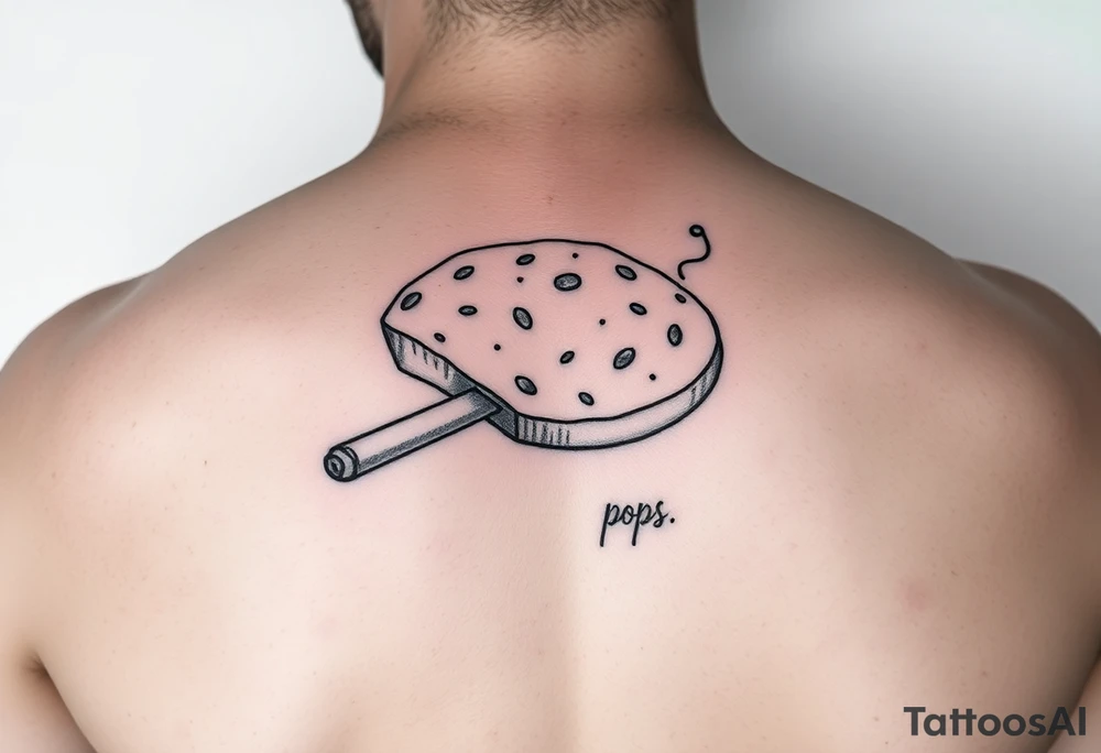 Simple tattoo with bread a cigarette and pops written tattoo idea