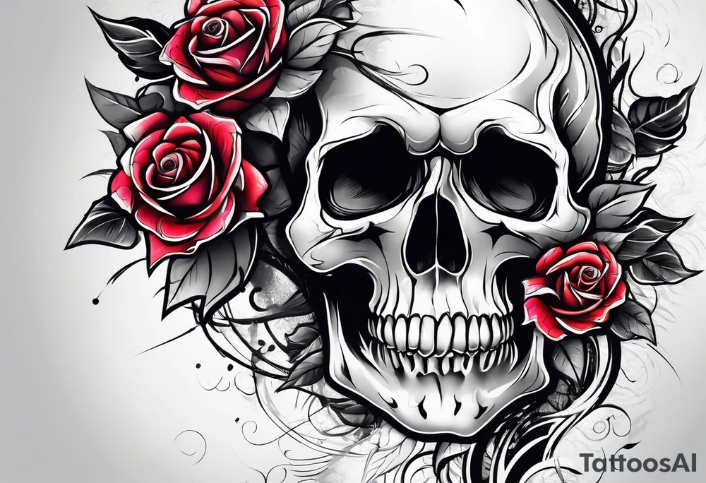 Skull and rose tattoo idea
