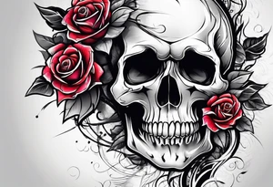 Skull and rose tattoo idea